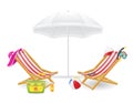 Beach chair and parasol vector illustration