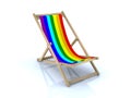Beach chair with peace flag