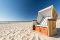 Beach chair on scenic sand beach in Northern Germany Royalty Free Stock Photo