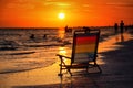 Beach Chair at Sunset. Royalty Free Stock Photo