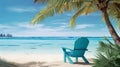 beach chair tucked under the comforting shade of a swaying coconut tree Royalty Free Stock Photo