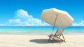 Beach chair and umbrella on idyllic tropical sand