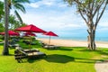 beach chair and umbrella with sea beach background Royalty Free Stock Photo