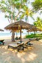 beach chair and umbrella with sea beach background Royalty Free Stock Photo