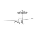 Beach chair and umbrella in summer illustration vector isolated on white background line art Royalty Free Stock Photo