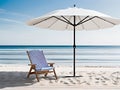 Beach chair and umbrella in summer sunny day Royalty Free Stock Photo