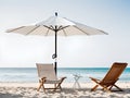 Beach chair and umbrella in summer sunny day Royalty Free Stock Photo