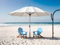 Beach chair and umbrella in summer sunny day Royalty Free Stock Photo