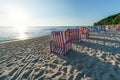 Beach chairs at the Baltic Sea Royalty Free Stock Photo