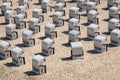 Beach chairs on the Baltic Sea coast in Goehren, Germany