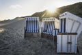 Beach chairs on empty beach on Sylt island Royalty Free Stock Photo