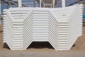 Beach chairs,gathered in a pile. Royalty Free Stock Photo