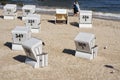 Beach chairs on the beach of Heringsdorf on the German coast of the Baltic Sea