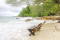 Wooden canvas chair on a beautiful tropical beach Royalty Free Stock Photo