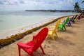 Beach Chairs on the shore Royalty Free Stock Photo