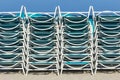Beach chairs stapled at the south Beach in Miami Royalty Free Stock Photo
