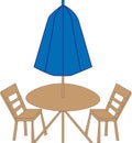 beach chairs and umbrella with table simple design vector