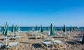 Beach chairs and umbrellas on the beach Royalty Free Stock Photo