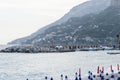 Beach Chairs and Umbrellas on The Maiori Beach, Amalfi Coast, Campania, Italy