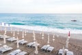 Beach Chairs and Umbrellas on The Maiori Beach, Amalfi Coast, Campania