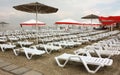 The beach with chaises longue