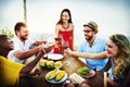 Beach Cheers Celebration Friendship Summer Fun Dinner Concept Royalty Free Stock Photo