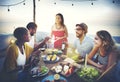 Beach Cheers Celebration Friendship Summer Fun Dinner Concept Royalty Free Stock Photo