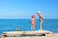 Beach children play summer vacations