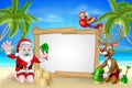 Beach Christmas Santa and Reindeer Royalty Free Stock Photo