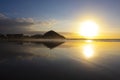 Beach in the city of Donostia San Sebastian at sunset Royalty Free Stock Photo