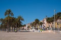 Beach cleaning Spanish coast town Villajoyosa Spain