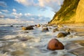 Beach and cliff in Wolin National Park in the light of the wonderful sunset Royalty Free Stock Photo