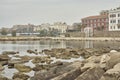 The rocks of the Civitavecchia beach. Royalty Free Stock Photo