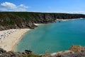 Beach and cliffs, Porthcurno, UK Royalty Free Stock Photo