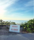 Beach closed sign in south Florida