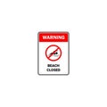 Beach closed warning sign vector graphics