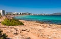 Beach coastline of Cala Millor on Majorca island, Spain Royalty Free Stock Photo