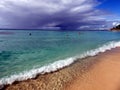 Beach coastline at carribian beach in dominican republic background Royalty Free Stock Photo