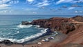 Beach and coastline at El Golfo in Lanzarote Royalty Free Stock Photo