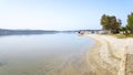 Beach coastline landscape summer Greece holidays seashore fishing Royalty Free Stock Photo