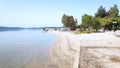 Beach coastline landscape summer Greece holidays seashore fishing Royalty Free Stock Photo