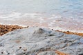 Beach and coastline of West Bay on the Jurassic coast in Dorset taken on sunny summer day Royalty Free Stock Photo