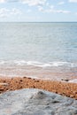 Beach and coastline of West Bay on the Jurassic coast in Dorset taken on sunny summer day Royalty Free Stock Photo