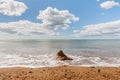Beach and coastline of West Bay on the Jurassic coast in Dorset taken on sunny summer day. Royalty Free Stock Photo