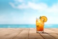 Beach cocktail mockup. Generate Ai Royalty Free Stock Photo