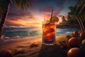 Beach cocktail ocean. Generate AI Royalty Free Stock Photo