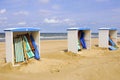 Beach with colorful beach huts Royalty Free Stock Photo