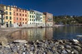 Beach and colorful houses, San Michele di Pagana Royalty Free Stock Photo