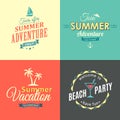 Beach colorful labels set