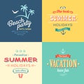 Beach colorful labels set